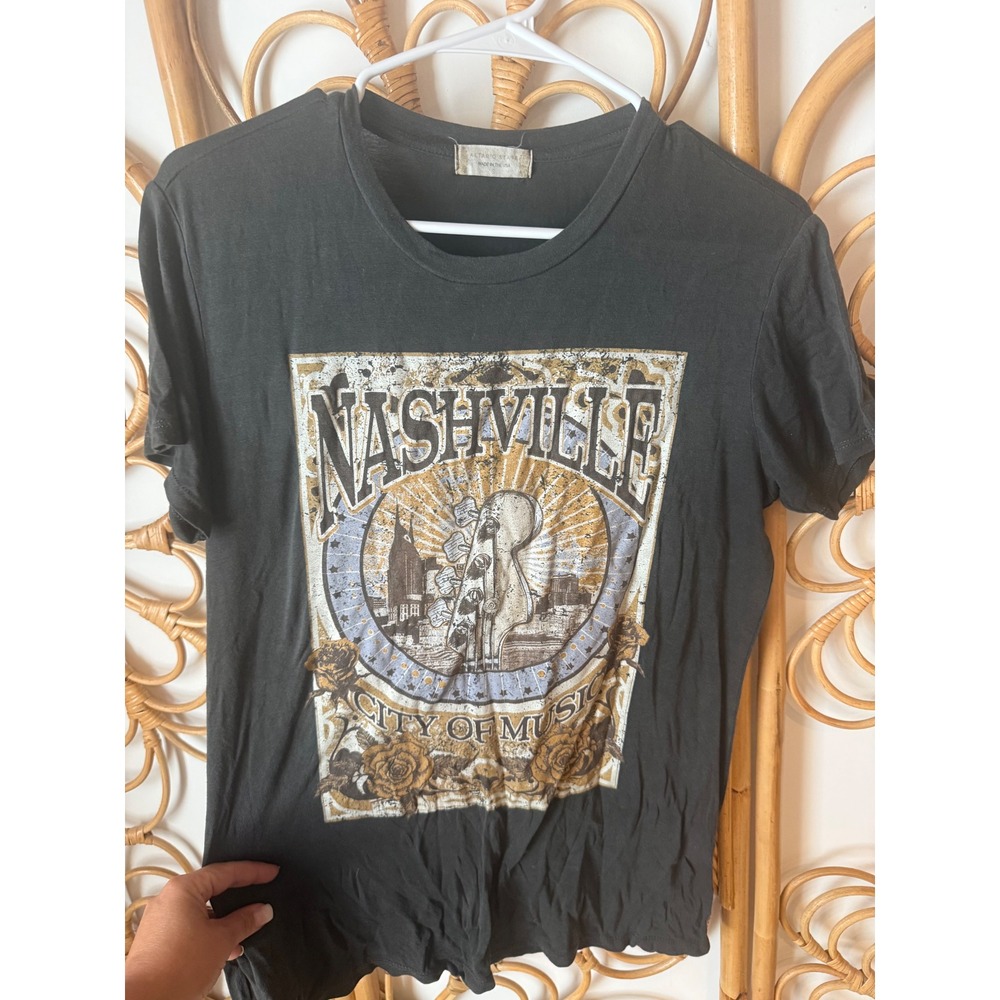 Altar'd State Nashville City of Music Graphic Tee Charcoal Gray Small USA Made